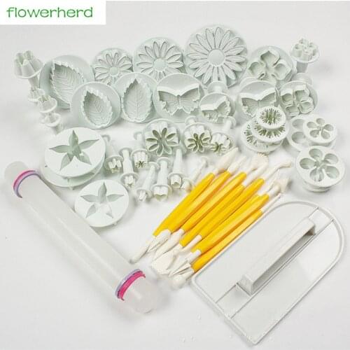 46pcs/set Flower Sugarcraft silicone mould for fondant Plunger Mold Cake Decorating Tools polymer clay molds Party Supplies