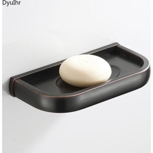Bathroom accessories black metal wall-mounted square soap dish perforated installation toilet soap box bathroom soap holder