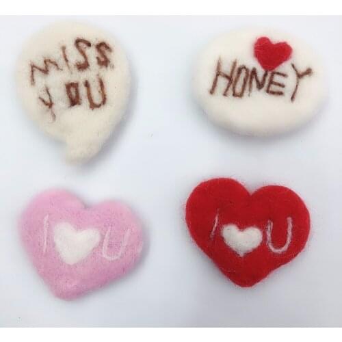 Free Shipping 10PCs/Lot Handmade Wool Felt Lovely Heart Patch Stickers Girls Hair Jewelry Elastic headband Button Ornaments