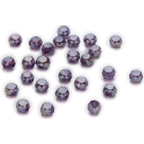 50 Piece Violet AB Color Bread Cut Faceted Crystal Glass Spacer Beads Jewelry Findings 4-8mm