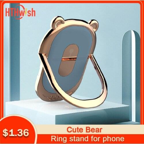 Finger Ring Holder Metal Ring Bracket For iphone Huawei Xiaomi All Mobile Smart Phone Stand Cute Bear Support Car Mount Stand