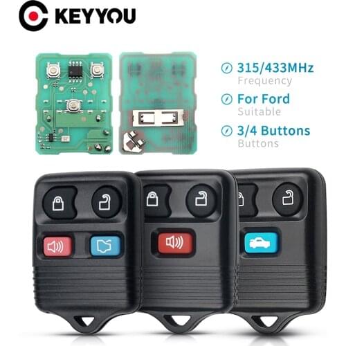 KEYYOU For Ford Remote Car Key For Ford Mazda Remote Control Clicker Transmitter 3/4 Button Transit Keyless Entry Fob 315/433MHz