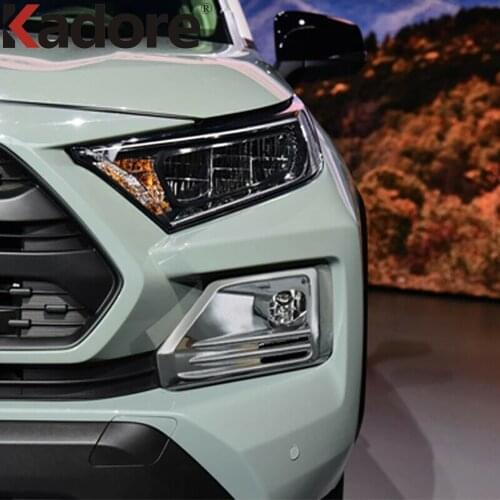 For Toyota RAV4 RAV 4 Adventure 2019 2020 2021 Carbon Fiber Front Fog Light Lamp Cover Trim Car Foglights Frame Covers 2pcs