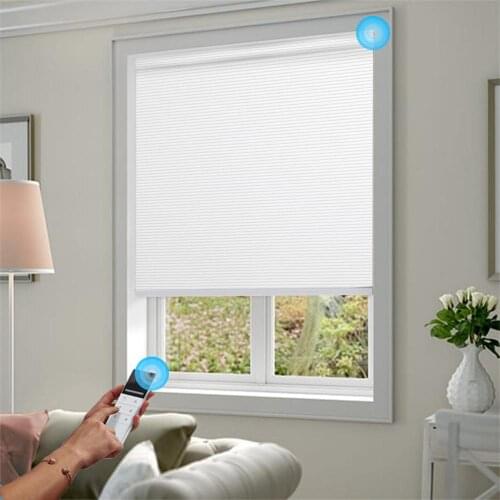 Electric Roller Shades Half Blackout Artistic Perspective Fabric Remote Control for Home Office Alexa Compatible via Broadlink