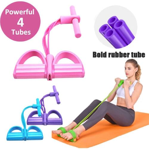 Resistance Bands with 4 Tubes Elastic Pull Ropes Belly Training GYM Equipment for Home Bodybuilding Pedal Exerciser