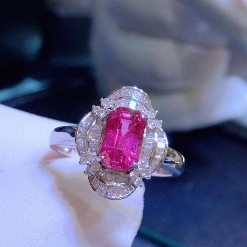 H614 Pink Sapphire Ring Real Pure 18 K Natural Pink Sapphire Gemstones 1.54ct Diamonds Stone Female Ring