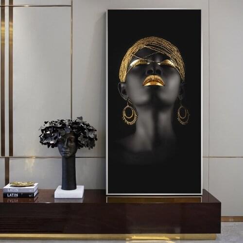 African Women Oil Paintings Print On Canvas Art Prints Black Girl With Golden Earrings Canvas Art Pictures Home Wall Decoration