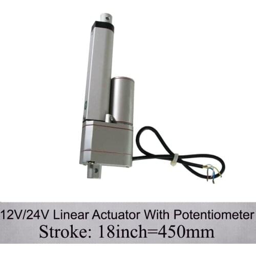 Linear Actuator With Potentiometer and Feedback DC 12/24V 18inch/ 450mm Stroke 1000N/100KGS max push load