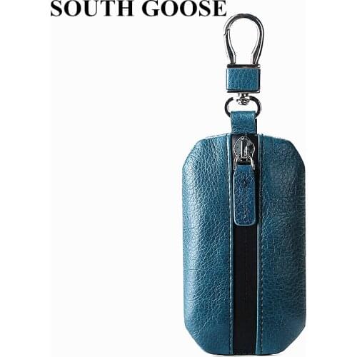 Fashion Genuine Leather Car Key Wallet Waterproof Zipper Design Keys Organizer Men Casual Key Cover Women Smart Housekeeper Case