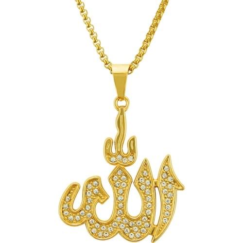 European And American Mens Hip Hop Necklace Exaggerated Personality Inlaid With Diamond Fire Symbol Pendant Accessories