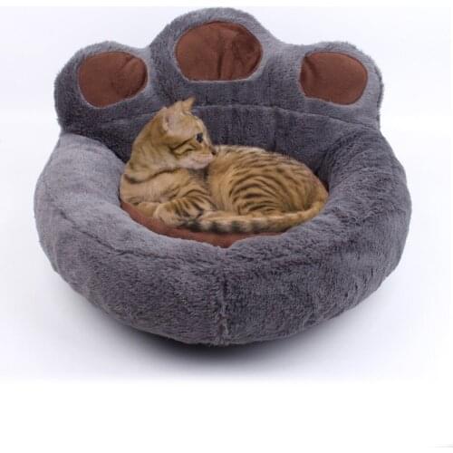 Dog Cat Bed Soft Velvet Sofa Cute Bear Paw Shape Pet Nest Warm House For Small Medium Large Dogs Cats Pets Sleeping Supplies