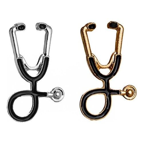 New Fashion Stethoscope Brooch Alloy Pin Doctors Nurse Student Jacket Coat Shirt Collar Lapel Pin
