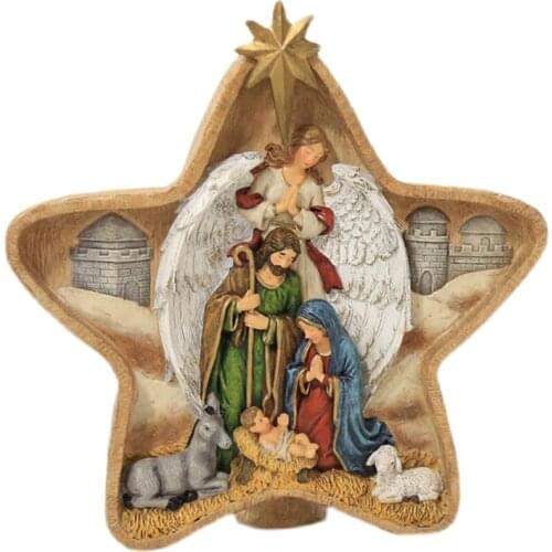 New Statue Nativity Scene Set Christmas Crib Figurines Baby Jesus Manger Miniatures Ornament Church Catholic Gift Home Decor