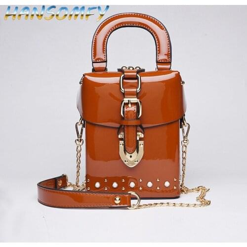 HANSOMFY New PU Leather Women Bucket Shoulder Bag Fashion Small Square Crossbody Bag Female Messenger Bag Small Handbags ML-52
