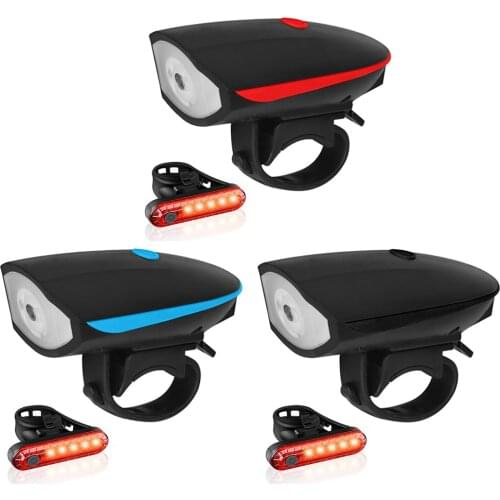 MTB Mountain Bicycle Front Headlight Waterproof XPG LED USB Rechargeable Bike Horn Taillight Riding Equipment