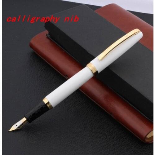 Milky white golden decorate Calligraphy Nib Fountain Pen