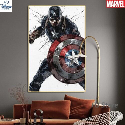 Captain America Poster Marvel Superhero Comics Painting Posters Canvas Print Pictures for Kids Room Wall Art Man Home Decor Gift