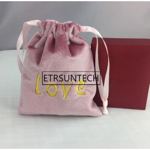 100pcs Gift Pouches Wedding Candy Boxes Jewellery Rings Earring Packaging Bags 10*12/12*15cm Pink LOVE Velvet Bag