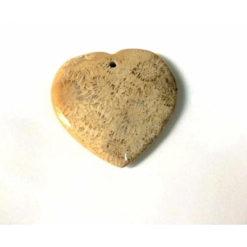 Wholesale 1pcs Natural Coral Fossils Jaspers Pendant,Genuine Stone Heart Bead Pendant Heart Shape 38mm For jewelry