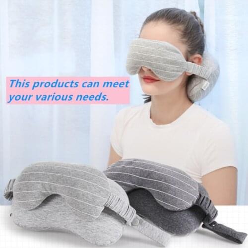 Portable U-shaped Pillow Multi-function 2 in 1 Eye Mask Neck Pillow Airplane Office Napping Pillows Comfortable Home Decor