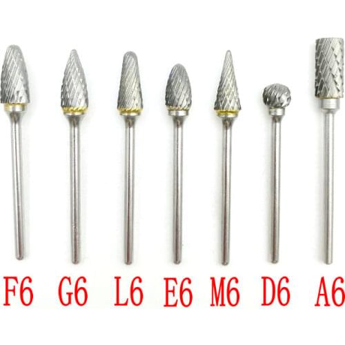 1pcs Tungsten Steel Carbide Bur Cutter Rotary Tool Burr Double Diamond Cut Rotary Dental Polishing Tools 2.35x6mm