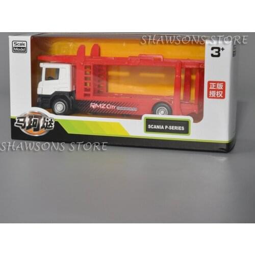 RMZ City 1:64 Scale Diecast Metal Scania P-Series Car Transporter Truck Miniature Replica