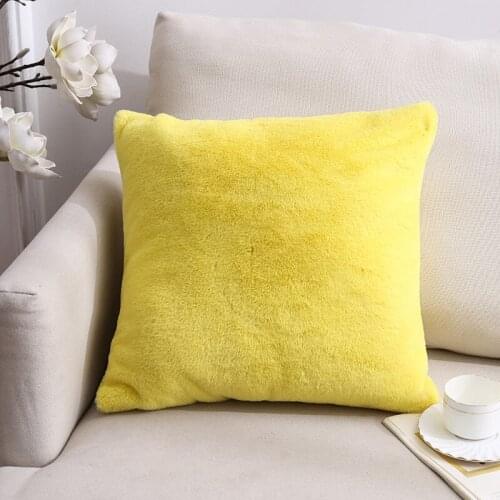 Pink Decorative Pillowcase Pure Color Double-sided Plush Faux Rabbit Fur Cushion Covers Living Room Seat Throw Pillow Covers
