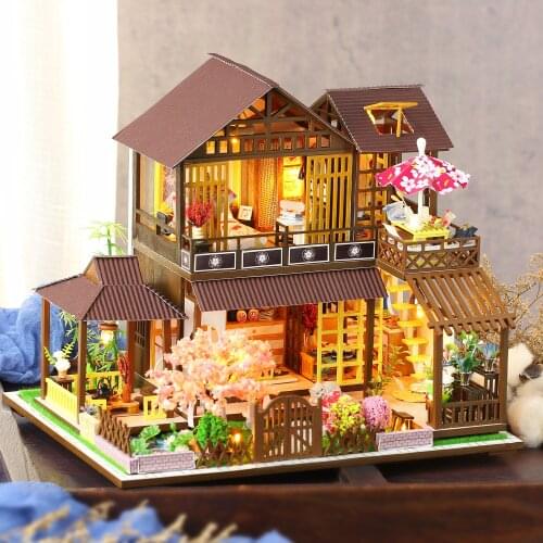 Assemble Diy Dollhouse 3D Wooden Doll Houses Miniature Doll House Furniture Kit Music Led Lights Toys For Children Birthday Gift