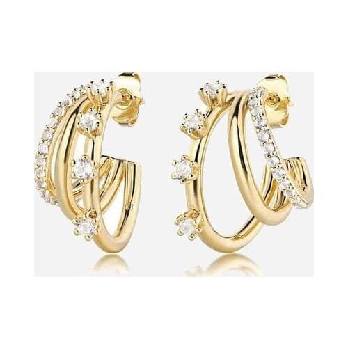 Three-ring zircon earrings exaggerated levels gradually become fashionable street shooting three-layer earrings