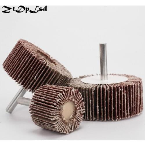ZtDpLsd 1Pcs P80# Blinds Daibing Impeller Grinding Sandpaper Flap Wheel Head 6mm Shank Mandrel for Rotary Mini Drill Polish Tool