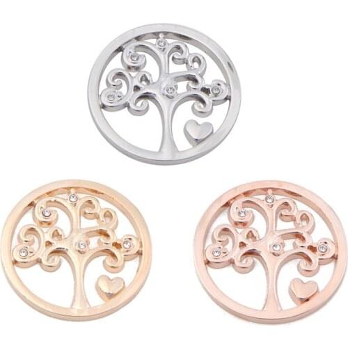 Somsoar Jewelry Newest Heart Tree of Life 33mm Disc Coin fit My Coin Holder Frame Pendant 10pcs/lot wholesale
