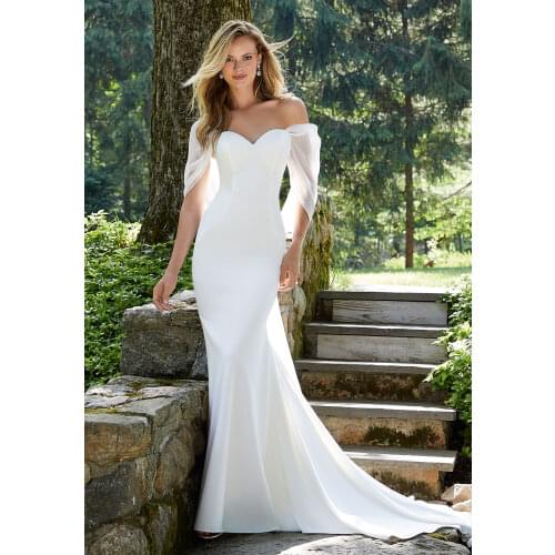 Платье A Line Silk Tulle Wedding Dress 2021 Bride Dress Beach Off Shoulder Sexy Wedding Gowns robe de soirée de mariage