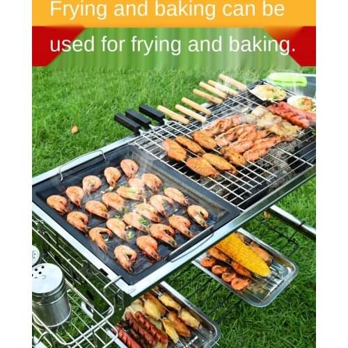Outdoor Grill Stainless Steel Barbecue Grill Household Charcoal Indoor Carbon Barbecue Stove Outdoor Smoke-Free Kebabs Utensils
