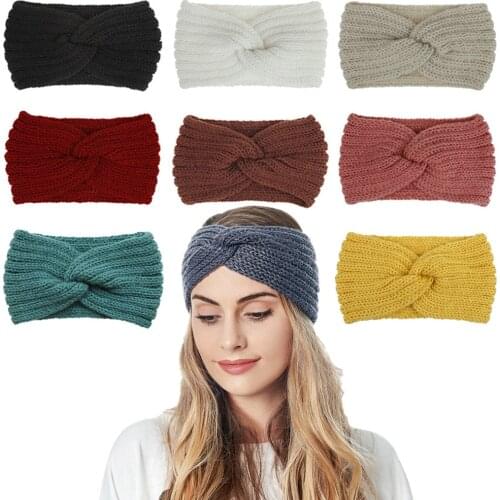 Women Girls Knitted Headbands Turban Bandanas Hair Accessories Cross Knotted Ear Protection Woven 2021 Fashion Hairband
