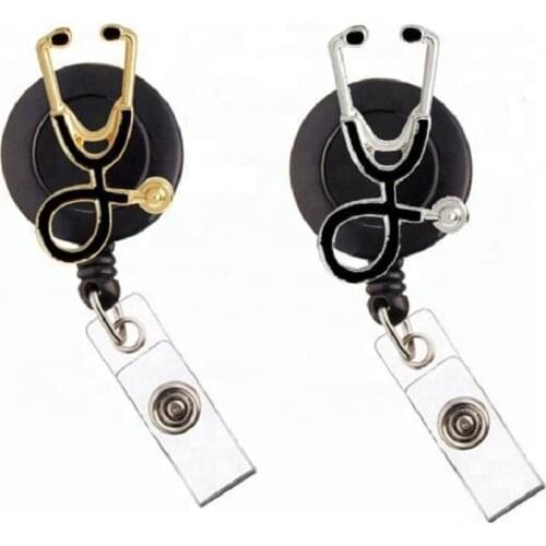 10pcs Medical Silver/Gold Plating Stethoscope Nurse Gift Retractable Reel/ID Badge Name Holder