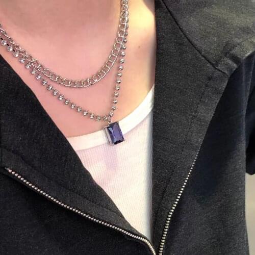 Necklace Female Celebrity Style Niche Design Sense Purple Crystal Pendant Clavicle Chain for Women Jewelry