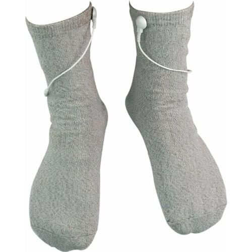 2Pairs/Pack Breathable Conductive TENS Massage Sock For TENS/EMS Physical Massage Anti-static/Anti-skid Silver Fiber Socks