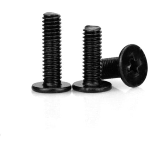 500pcs CM M1.4 M2 M2.5 M3 M4 steel with black Cross Phillips Ultra Thin Super Low Flat Wafer Head Screw Bolt for Laptop Computer