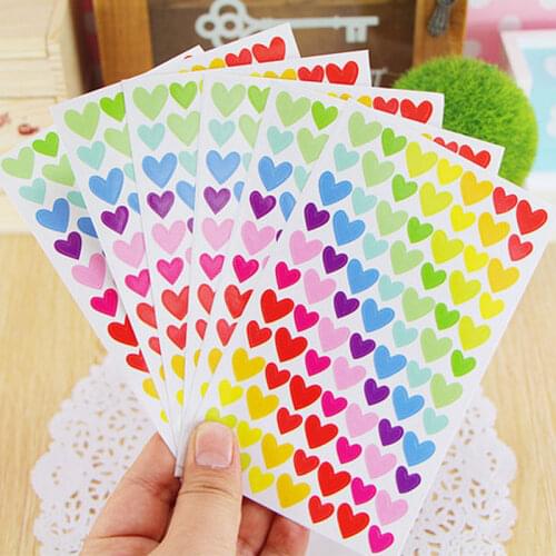 6Pcs DIY Cute Stickers Diary Planner Colorful Heart Star Pentagram Decoration Journal Scrapbook Albums Photo Toys For Kids Gift