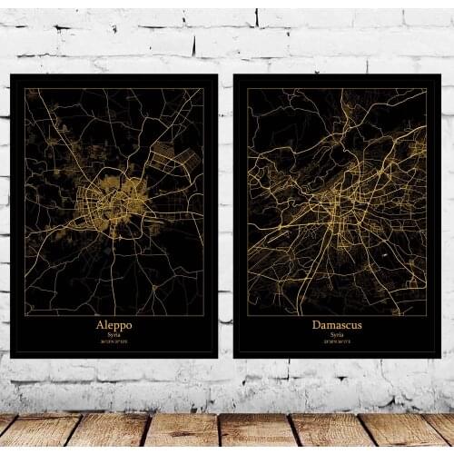 Aleppo Damascus Syria Map Poster