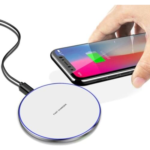 Round 10W Qi Wireless Mobile Phone Charger Fast Charging Pad for iPhone Sam-sung