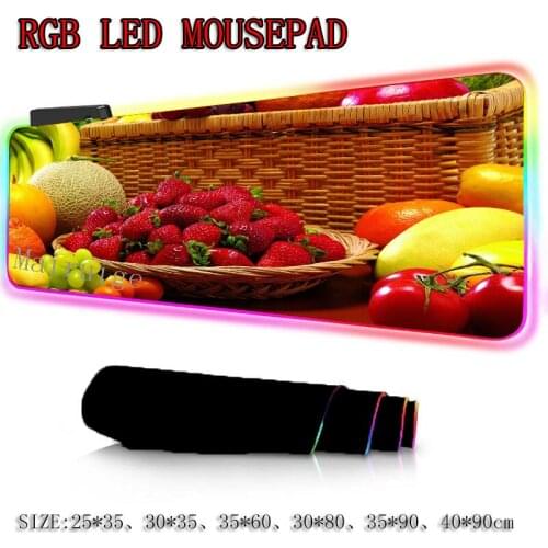 Mairuige Fruit Strawberry Grape Large RGB Gaming Anime Mouse Pad Computer MousePad Backlit Mousemat Keyboard Desk Mat