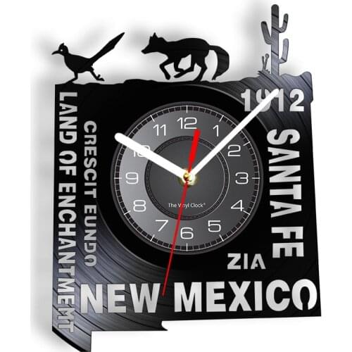Land of Enchantment New Mexico Vinyl Record Wall Clock Southwest Landscapes USA State Pride Santa Fe Quartz Clock Wall Watch