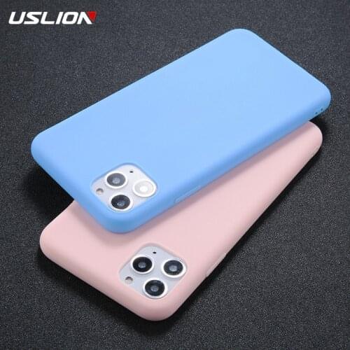 USLION Phone Case For iPhone 11 Pro Max 7 6 6s 8 Plus X XR XS Max Solid Color Ultra Thin Soft TPU Case Candy Color Cover