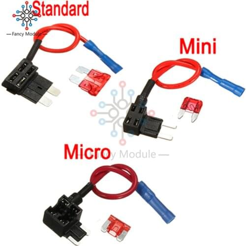 12V Fuse Holder Add-a-circuit TAP Adapter Micro Mini Standard ATM APM Blade Auto Fuse with 10A Blade Car Fuse with Holder
