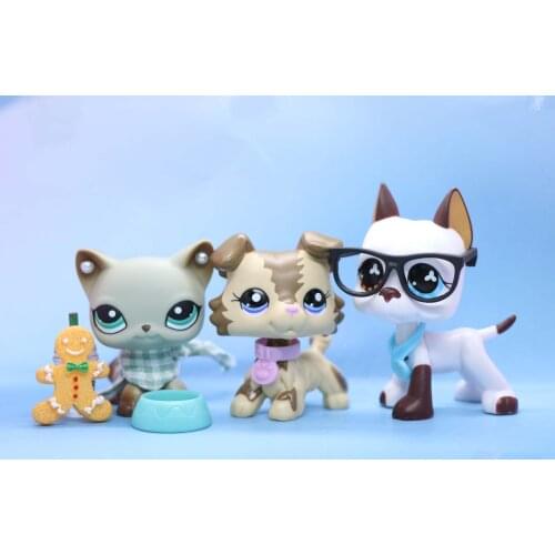 Pets Shorthair Cat 391 Great Dane 577 Collie #2210 With Accessories Lot Figure Collection Kids Girls Boys Birthday Xmas Gift Set