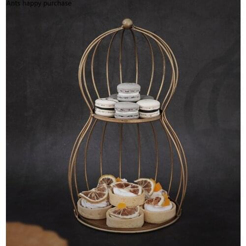 European Retro Metal Candy Tray Wedding Dessert Pastry Display Stand Decoration Bread Fruit Plate Kitchen Utensils Decoration