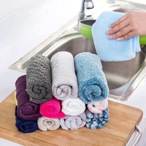 Daily Kitchen Cloth Tea Towel Kitchen Cloth Non-stick Oil Thickened Table Cleaning Cloth Absorbent Abrasive Pad Cleaning Tools