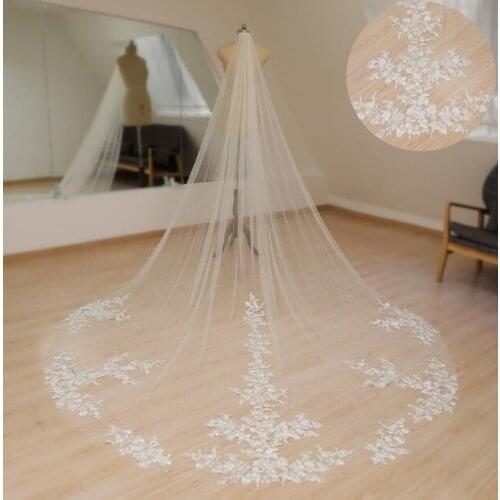 Lace Veil All Length Veil One Tier Veil Soft Tulle Wedding Veil Handmade Bridal Veil Walz Veil Royal Veil Vintage Veil Simple Ve