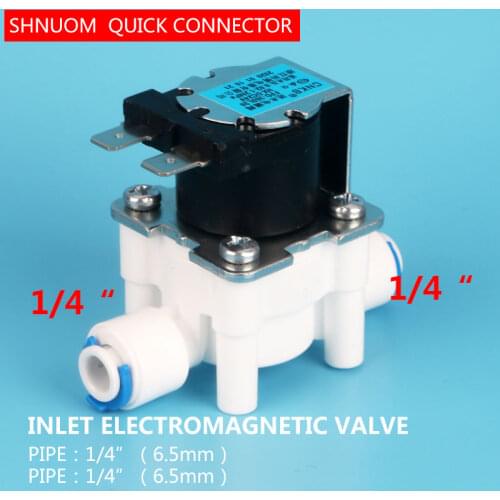 Quick-connect 1/4" DC24V Solenoid Valve RO Water Purifier CNKB-FPD-360L30 Inlet Water Electromagnetic Valve Normally Closed Type